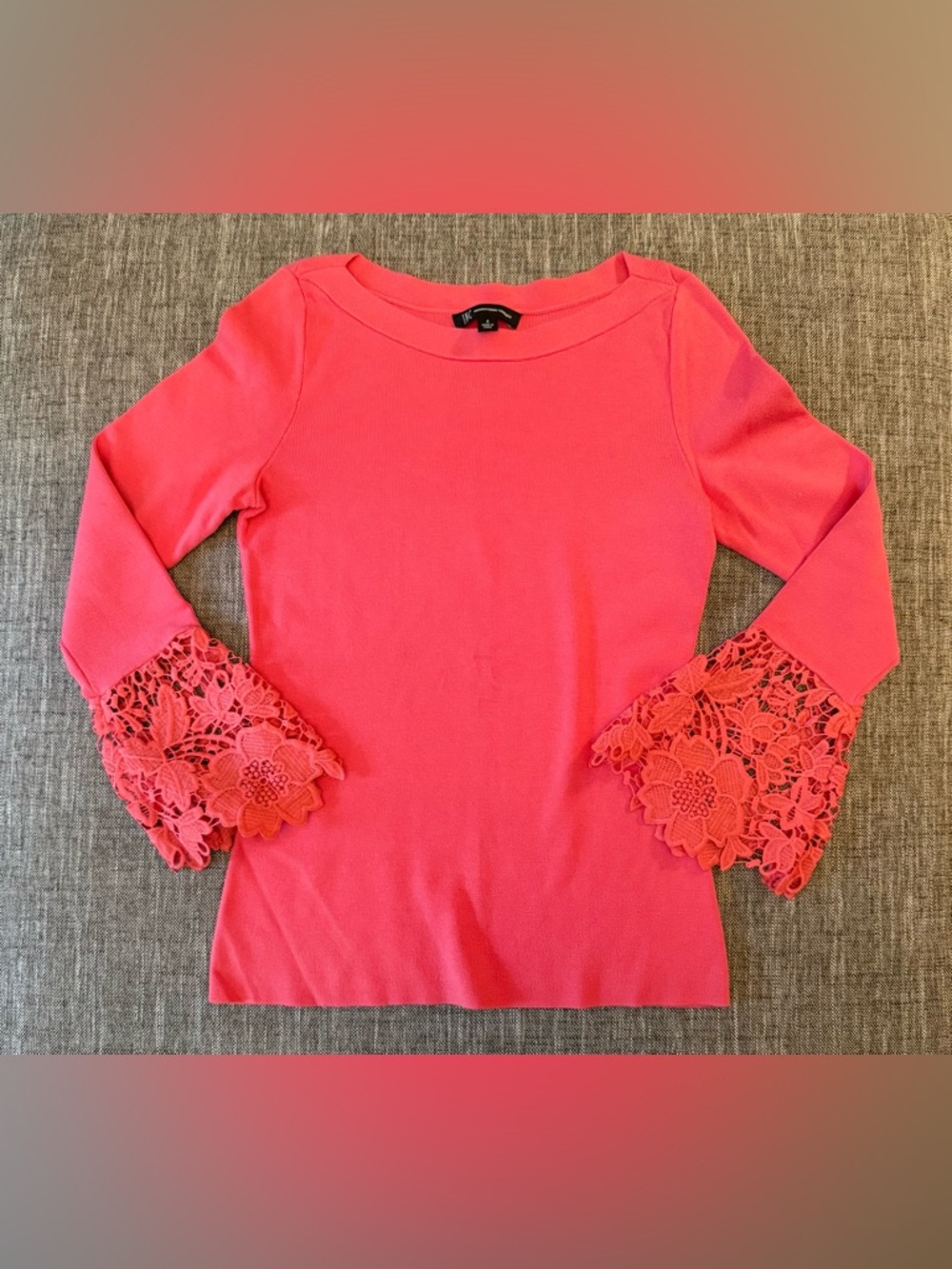 INC International Concepts Coral Lace Bell Sleeve Knit Top